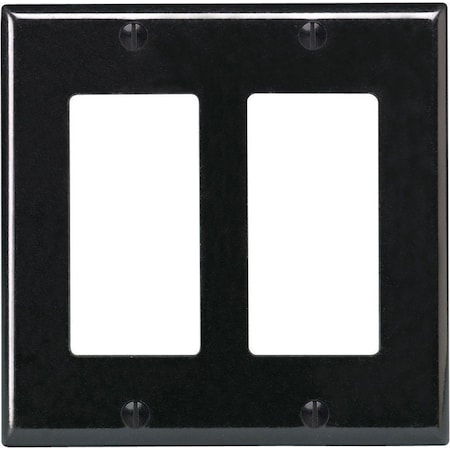 Leviton Leviton Decora Black 2 gang Thermoset Plastic Decorator Wall Plate 1 pk 80409-00E